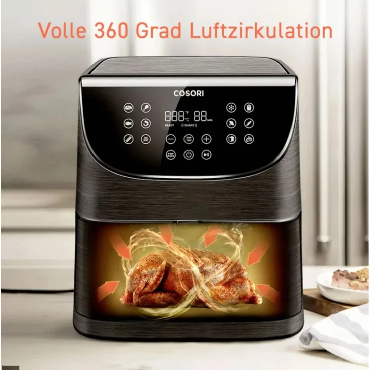 Cosori CP158-AF-RXB 5,5L XXL, Heißluftfritteuse, ohne Fett, 5,5 Liter, 1700W, Antihaftbeschichtung, Timer, Warmhalten, Vorheizen, schwarz – Bild 7