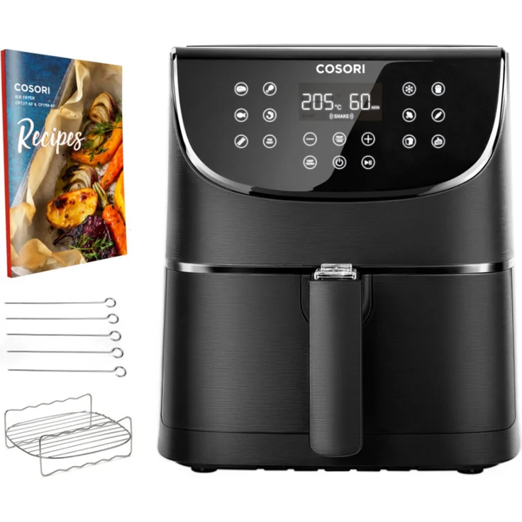 Cosori CP158-AF-RXB 5,5L XXL, Heißluftfritteuse, ohne Fett, 5,5 Liter, 1700W, Antihaftbeschichtung, Timer, Warmhalten, Vorheizen, schwarz – Bild 3