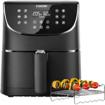 Cosori CP158-AF-RXB 5,5L XXL, Heißluftfritteuse, ohne Fett, 5,5 Liter, 1700W, Antihaftbeschichtung, Timer, Warmhalten, Vorheizen, schwarz