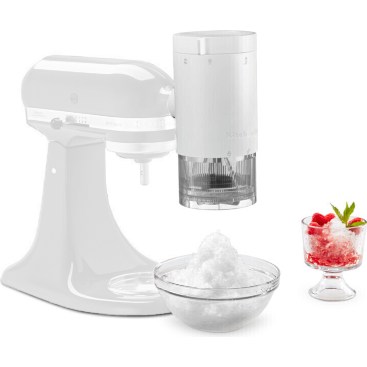 KitchenAid 5KSMSIA Shave Ice Vorsatz, geeignet für alle KitchenAid Küchenmaschinen, 4 Eisformen, Kunststoff, weiß