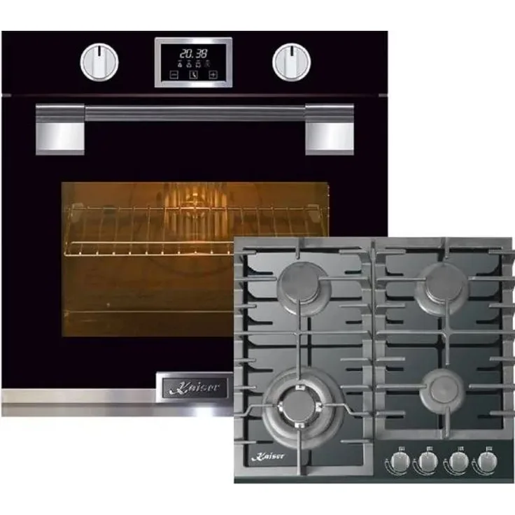Kaiser Herdset, Elektro Backofen EH 6338s + KCG 6383 Gaskochfeld 60 cm
