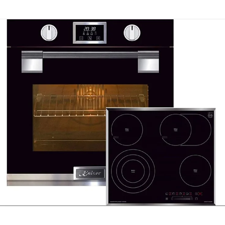 Kaiser Herdset, Elektro Backofen EH 6338s + KCT 6715 F Glaskeramik Kochfeld 60 cm