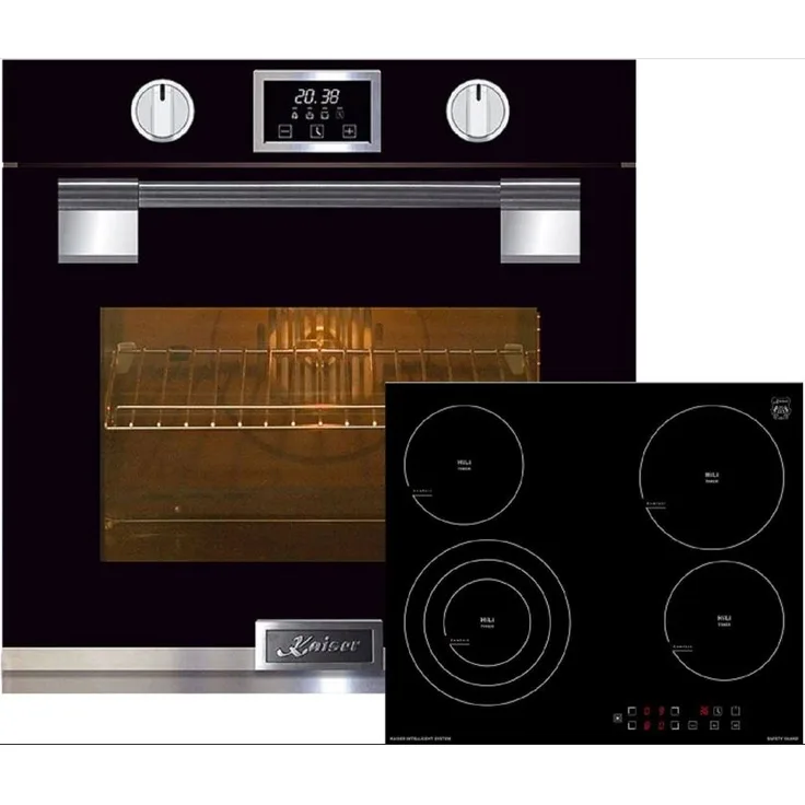 Kaiser Herdset, Elektro Backofen EH 6338s + KCT 6703 F Glaskeramik Kochfeld 60 cm