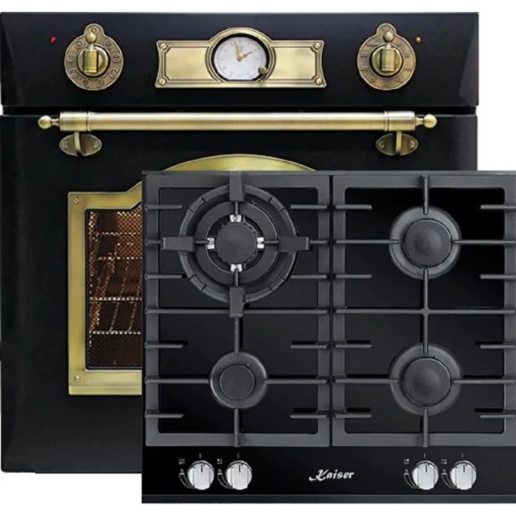 Kaiser Herdset - Retro Elektro Einbau Backofen EH 6355 EM 67L + KCG 6380 Gaskochfeld 60cm