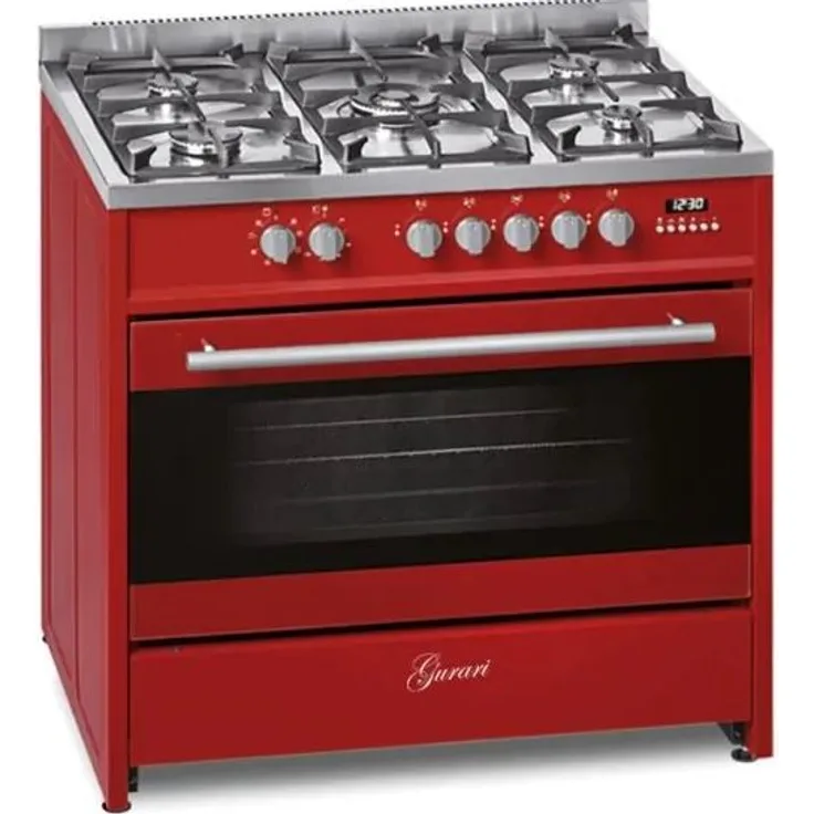 Gurari GCH E 911 R Gas Elektro Standherd 90 cm 121 L Erdgas Fl.Gas 4 Kw WOK in Rot
