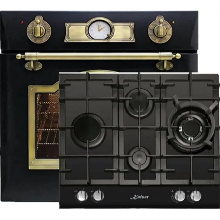 Kaiser Herdset - Retro Elektro Einbau Backofen EH 6355 EM 67L + KCG 6394 Gaskochfeld 60cm