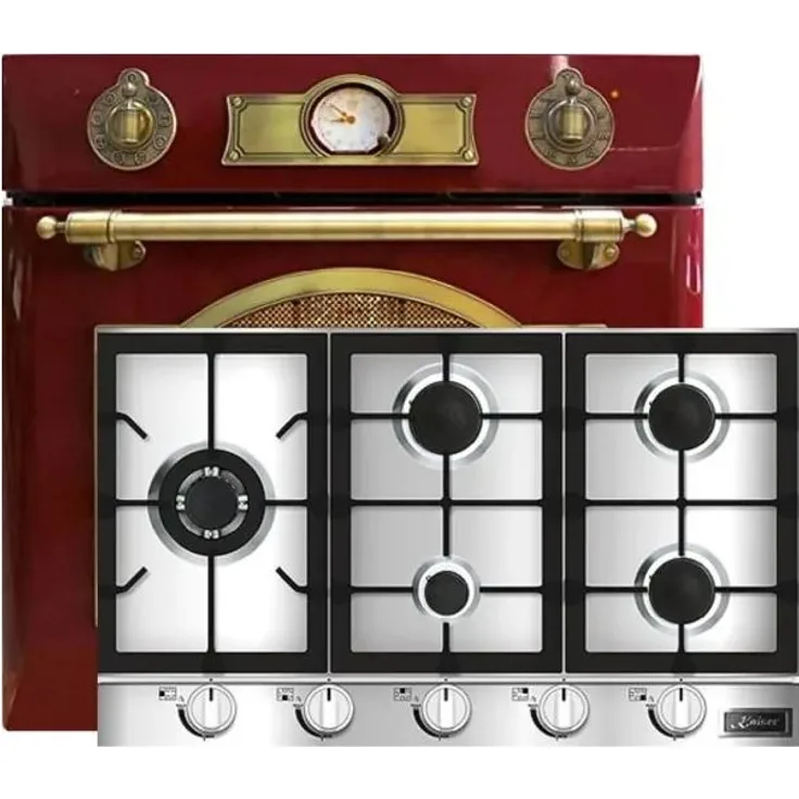 Kaiser Herdset - Elektro Einbau Backofen EH 6355 RotEm 67L + KG 9357 Turbo Gaskochfeld 86 cm