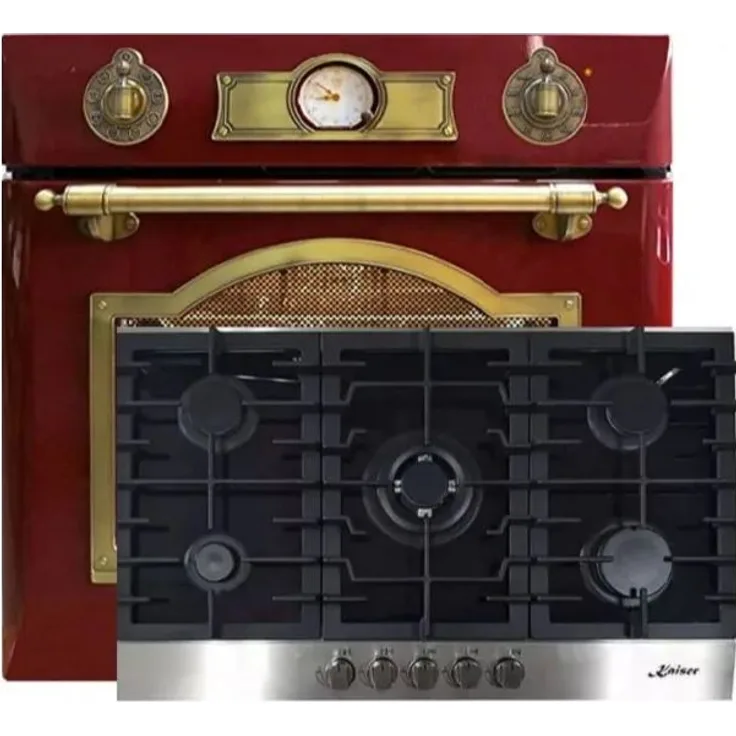Kaiser Herdset - Elektro Einbau Backofen EH 6355 RotEm 67L + KCG 9386 Turbo Gaskochfeld 86 cm