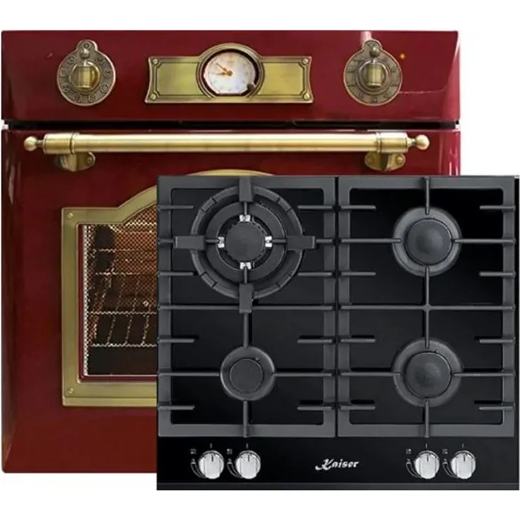 Kaiser Herdset - Elektro Einbau Backofen EH 6355 RotEm 67L + KCG 6380 Gaskochfeld 60cm
