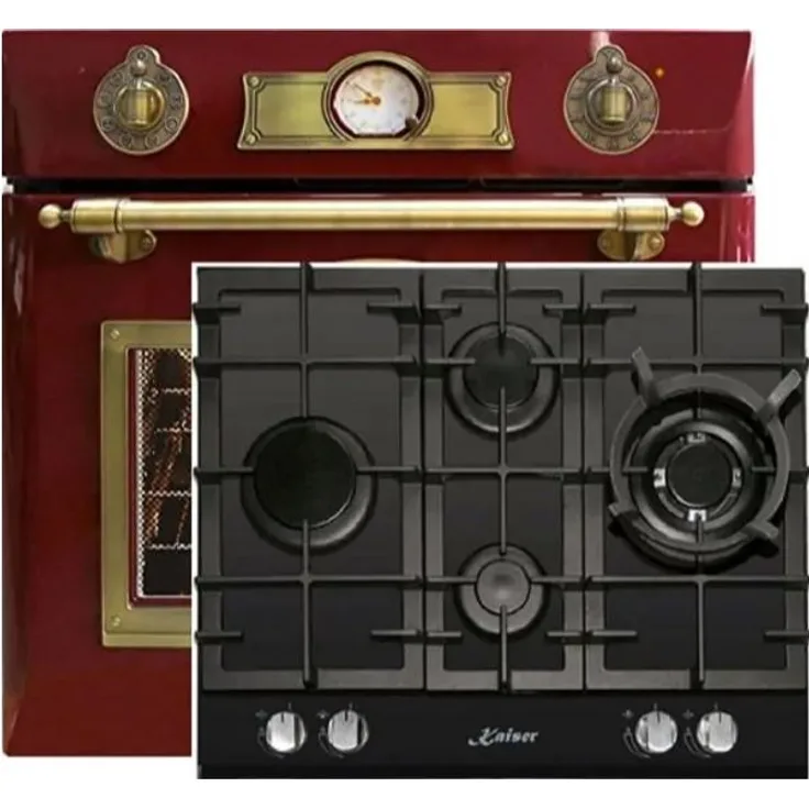 Kaiser Herdset - Elektro Einbau Backofen EH 6355 RotEm 67L + KCG 6394 Gaskochfeld 60cm