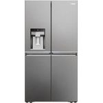 Haier HCR7918EIMP Platin Side-by-Side-Kühlschrank, freistehend, edelstahl, NoFrost, Wasser- und Eiswürfelspender, Festwasseranschluss, Breite 90.8 cm, Energieklasse E
