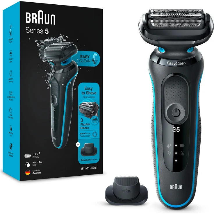 Braun Series 5 - 51-M1200s Herrenrasierer + Präzisionsaufsatz - schwarz & blau – Bild 3