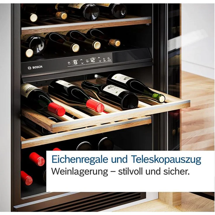 Bosch KWK36ABGA Weinkühlschrank, freistehend, schwarz, 199 Flaschen, LED, Breite 60 cm, Energieklasse G – Bild 4