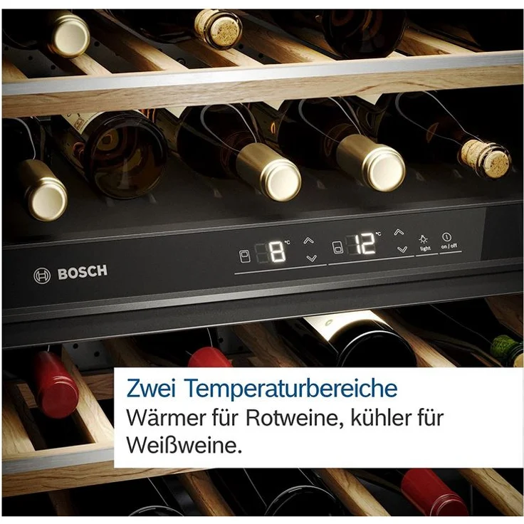 Bosch KWK36ABGA Weinkühlschrank, freistehend, schwarz, 199 Flaschen, LED, Breite 60 cm, Energieklasse G – Bild 5