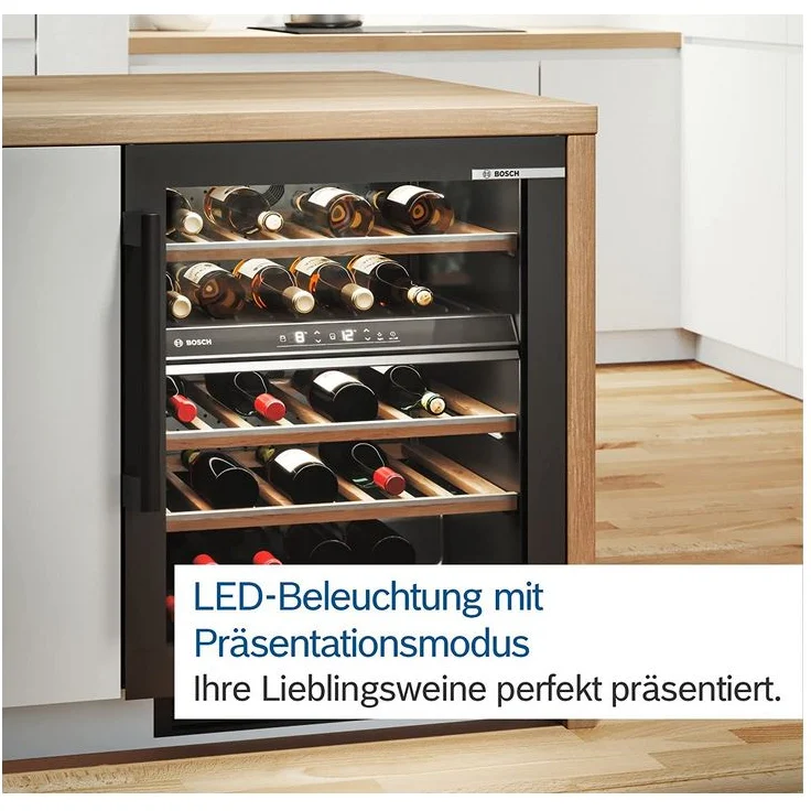 Bosch KWK36ABGA Weinkühlschrank, freistehend, schwarz, 199 Flaschen, LED, Breite 60 cm, Energieklasse G – Bild 6