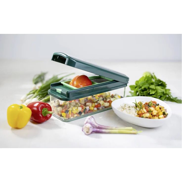 Genius Nicer Dicer Exklusive 15-teiliges Set, Küchenreibe, Gemüsehobel, grün – Bild 3