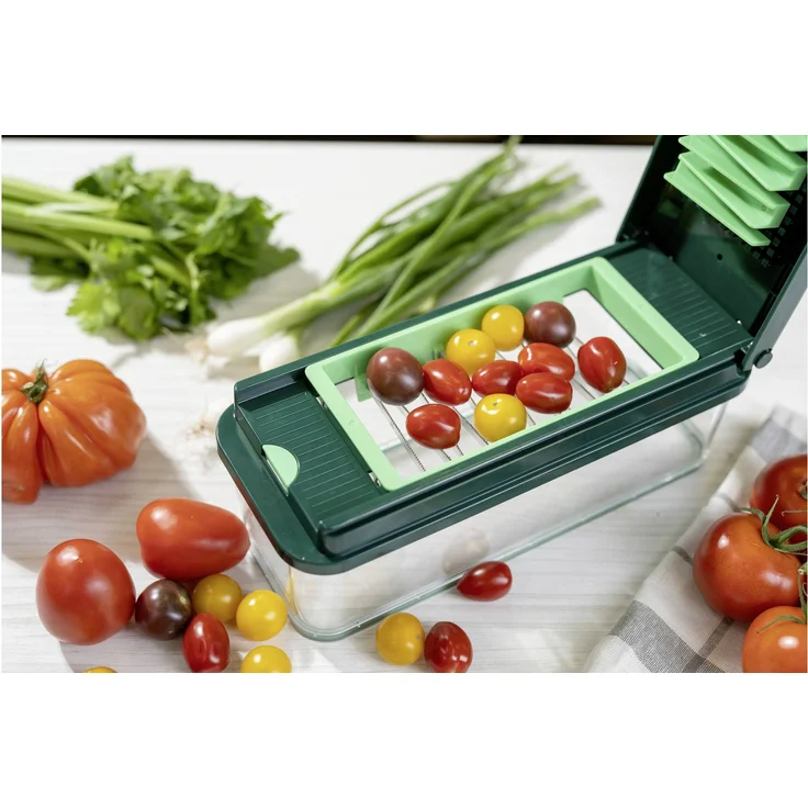 Genius Nicer Dicer Exklusive 15-teiliges Set, Küchenreibe, Gemüsehobel, grün – Bild 4