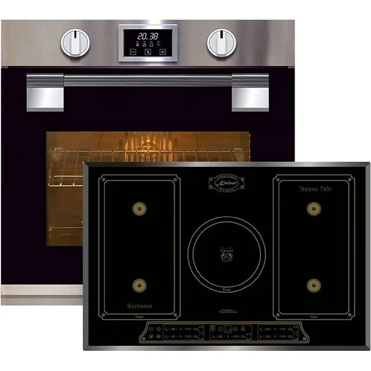 Kaiser Herd-set ,Elektro Pyrolyse Backofen EH 6337+KCT 7797 FI Em Induktionskochfeld 77 cm