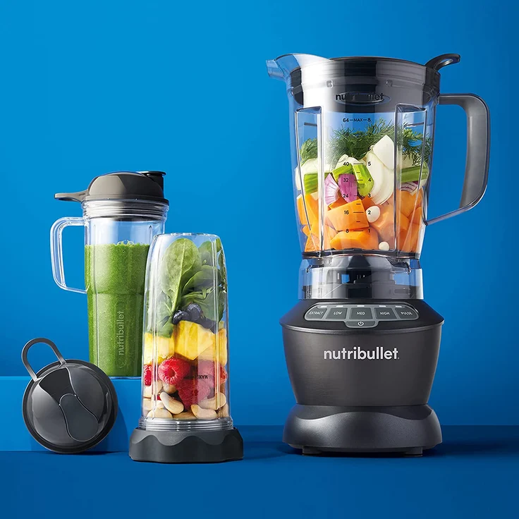 NutriBullet NBF500DG Standmixer, 1200 W, 19.500 Umdrehungen/Minute, 1,9 L BPA-freier Krug, 2 Geschwindigkeiten, Pulsfunktion, Extraktfunktion, geeignet für heiße Zutaten, mit To Go Bechern, schwarz – Bild 7