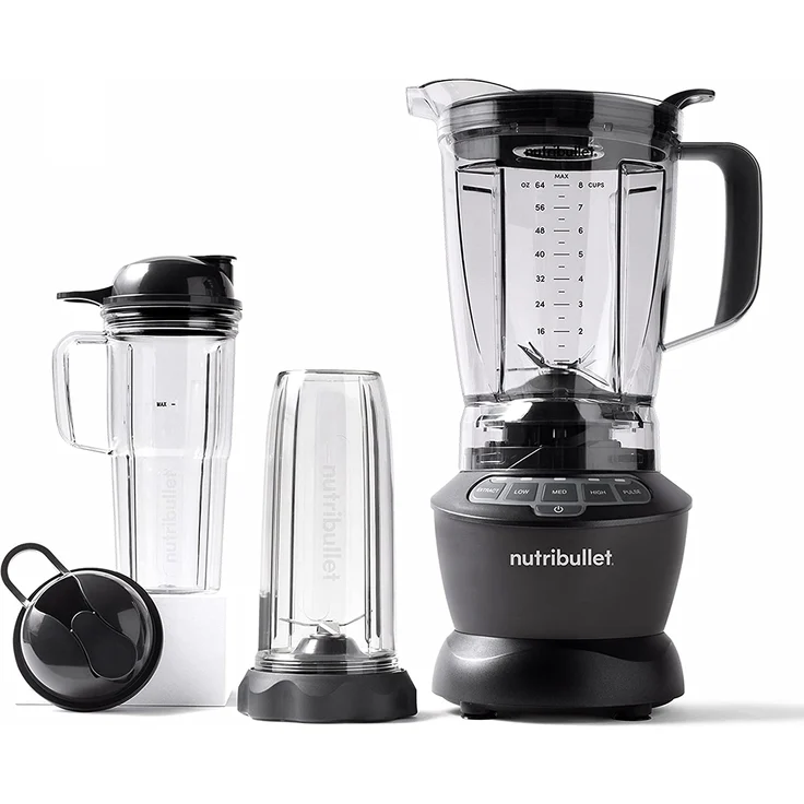 NutriBullet NBF500DG Standmixer, 1200 W, 19.500 Umdrehungen/Minute, 1,9 L BPA-freier Krug, 2 Geschwindigkeiten, Pulsfunktion, Extraktfunktion, geeignet für heiße Zutaten, mit To Go Bechern, schwarz – Bild 2