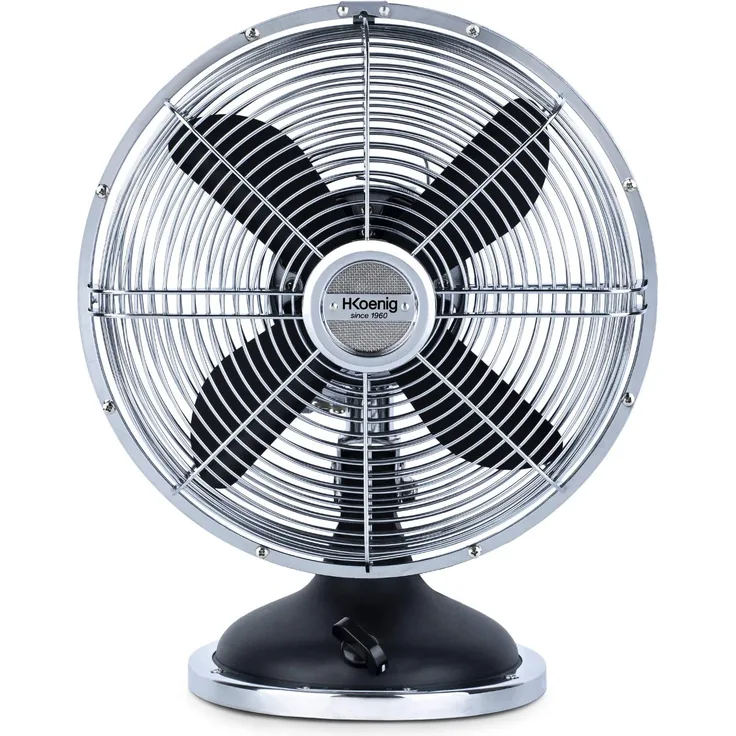 H.Koenig Elektrischer Tischventilator im Retro-Stil, schwarz