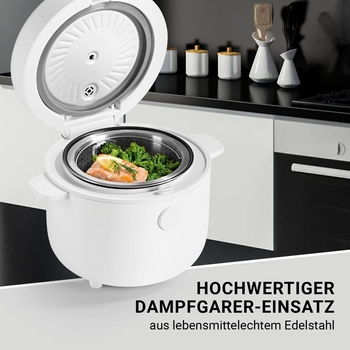N8WERK Digitaler Reiskocher 2 Liter – 5 Programme, Touch-Display, Mit Dampfgarer-Einsatz