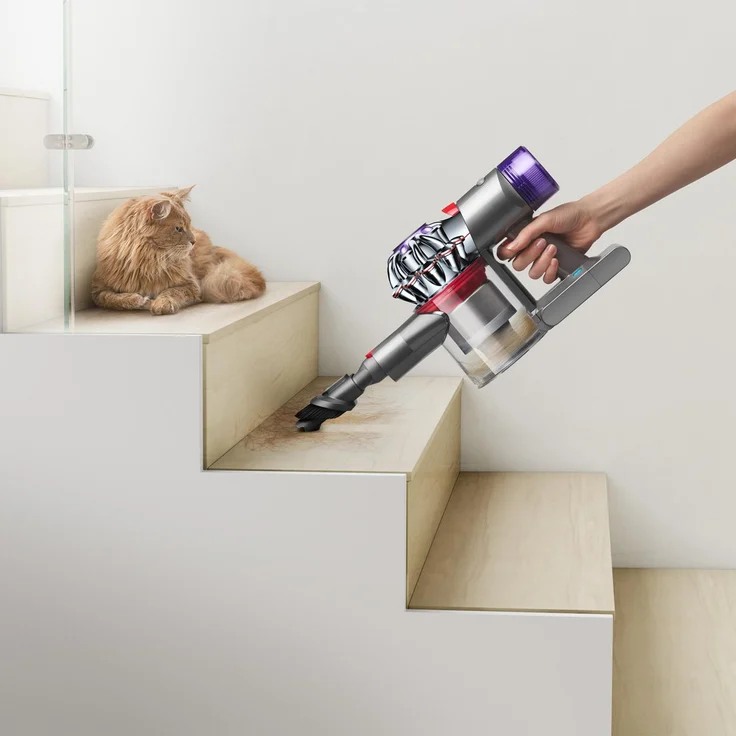 Dyson V8 Origin Handstaubsauger, 40 min Akkubetrieb, 2 Saugmodi, inkl. Motorbar Bodendüse, silber-violett – Bild 4