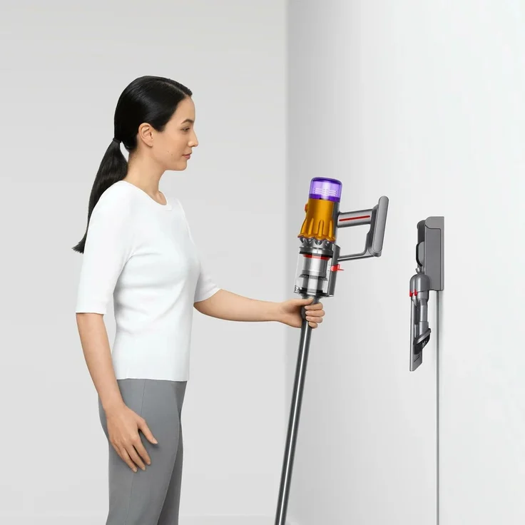 Dyson V12 Detect Slim Absolute Handstaubsauger 2022, 60 min Akkubetrieb, Akkuwechsel-Option, 394167-01, Nickel Satin Gelb – Bild 6