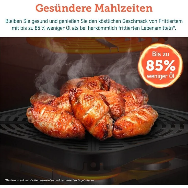 Cosori Dual Blaze XXL Heißluftfritteuse, ohne Fett, 1700 W, 6,4 Liter, bis 205 °C, antihaftbeschichtet, LED-Display, Kunststoff, Metall, grau – Bild 6