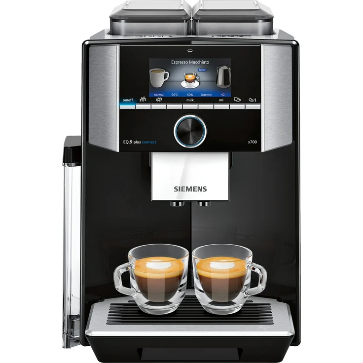 Siemens TI9575X9FU EQ.9 plus connect s700 Kaffeevollautomat mit Milchsystem, Keramik-Scheibenmahlwerk, 19 bar Pumpendruck, silber – Bild 1