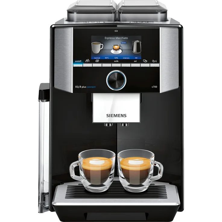 Siemens TI9575X9FU EQ.9 plus connect s700 Kaffeevollautomat mit Milchsystem, Keramik-Scheibenmahlwerk, 19 bar Pumpendruck, silber