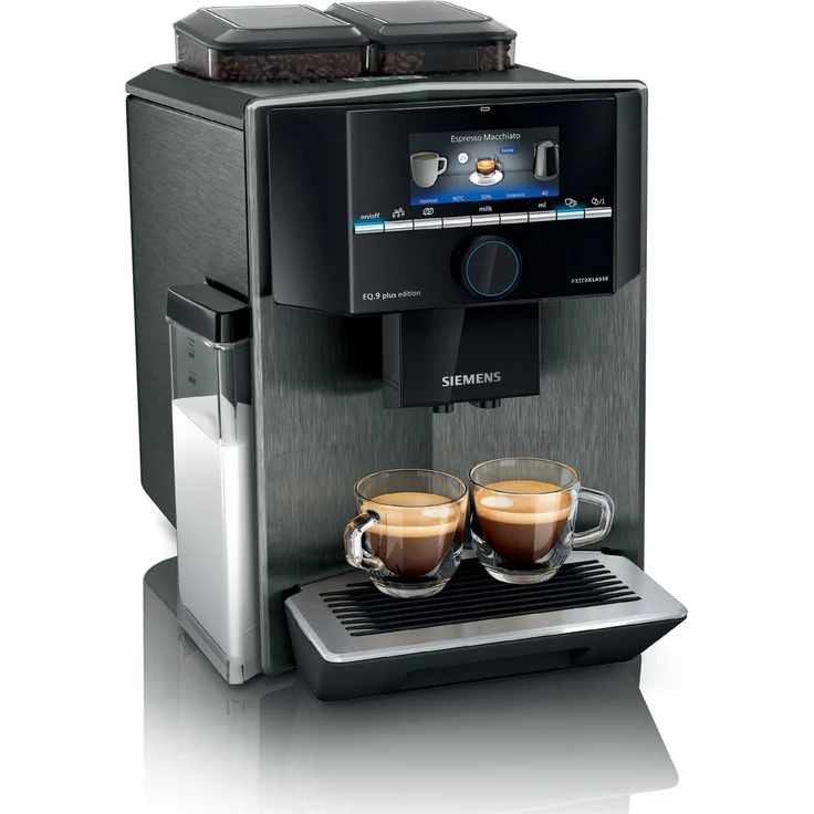 Siemens TI957FX5DE EQ.9 PLUS Connect s700 Kaffeevollautomat mit integriertem Mahlwerk, 19 bar Pumpendruck, Tassenwärmer, schwarz – Bild 1