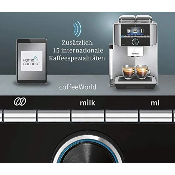 Siemens TI957FX5DE EQ.9 PLUS Connect s700 Kaffeevollautomat mit integriertem Mahlwerk, 19 bar Pumpendruck, Tassenwärmer, schwarz – Bild 3