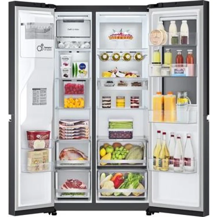 LG GSXB90MCDE Side-by-Side-Kühlschrank, freistehend, matt black steel, NoFrost, Schnellkühlen, Wasser- und Eiswürfelspender, Festwasseranschluss, Breite 91.3 cm, Energieklasse E – Bild 4