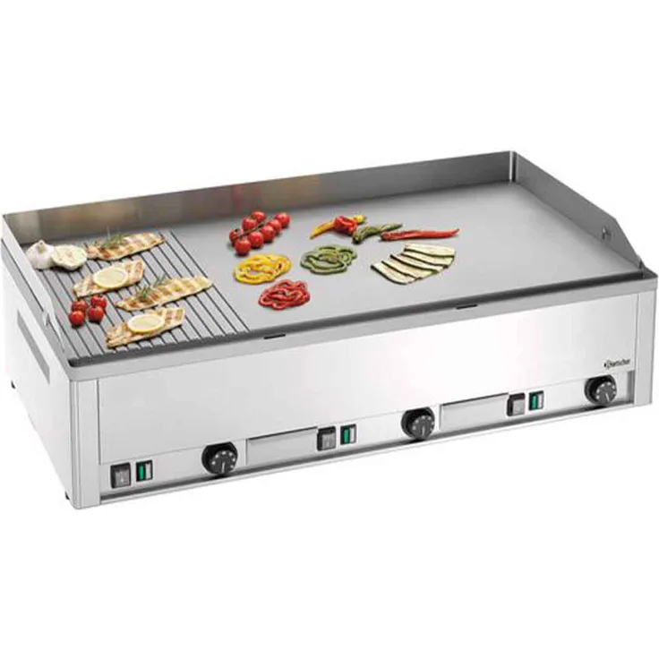 Bartscher GDP 980E-GR Griddleplatte, Tischgrill, inkl. Fettauffangbehälter, silber