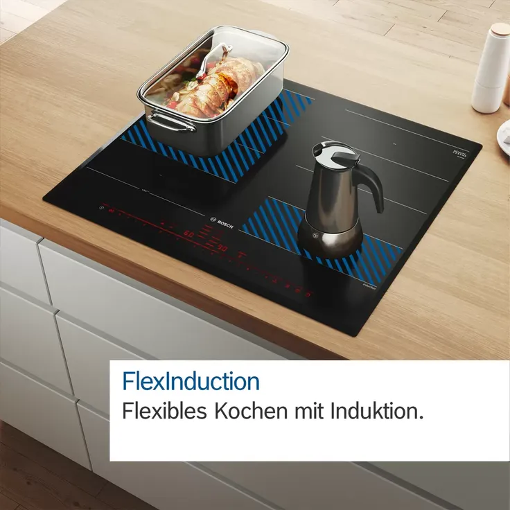 Bosch PXX875D57E Induktionskochfeld mit integriertem Dunstabzug, Serie 8, Breite 80 cm, mit Rahmen aufliegend, 2 Flexinduktionskochzonen, Direct Select, schwarz – Bild 4
