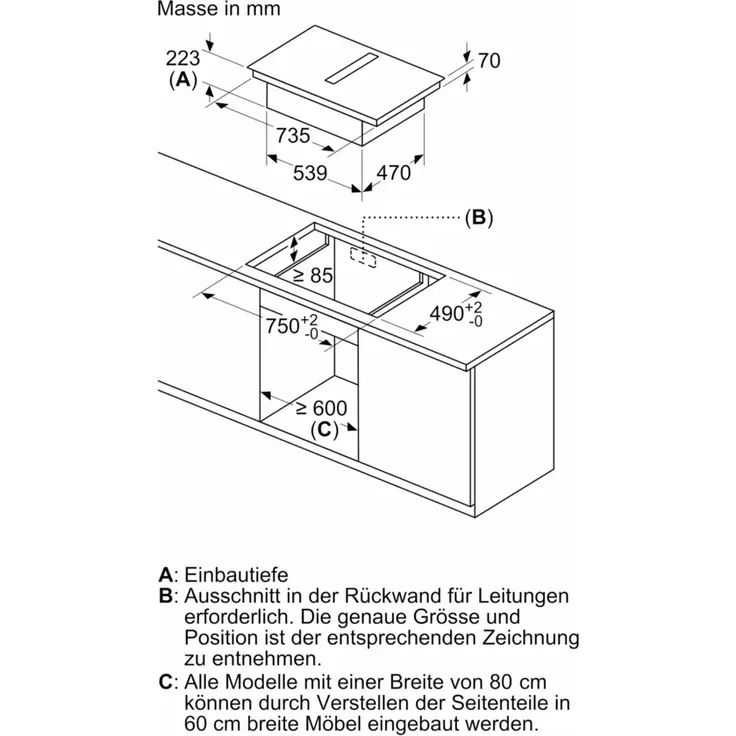 Bosch PXX875D57E Induktionskochfeld mit integriertem Dunstabzug, Serie 8, Breite 80 cm, mit Rahmen aufliegend, 2 Flexinduktionskochzonen, Direct Select, schwarz – Bild 19