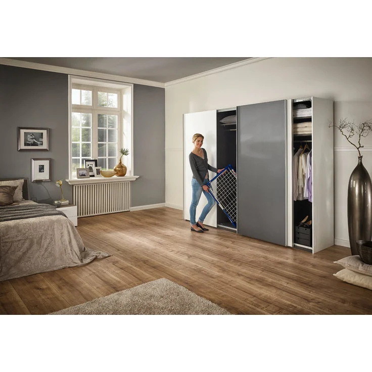 Leifheit Pegasus 180 Solid Wäscheständer mit Flügeln, 18 m Trockenlänge, für 2 WL, inkl. 2 Kleinteilehalter, für drinnen & draußen 81514, energiesparend – Bild 6