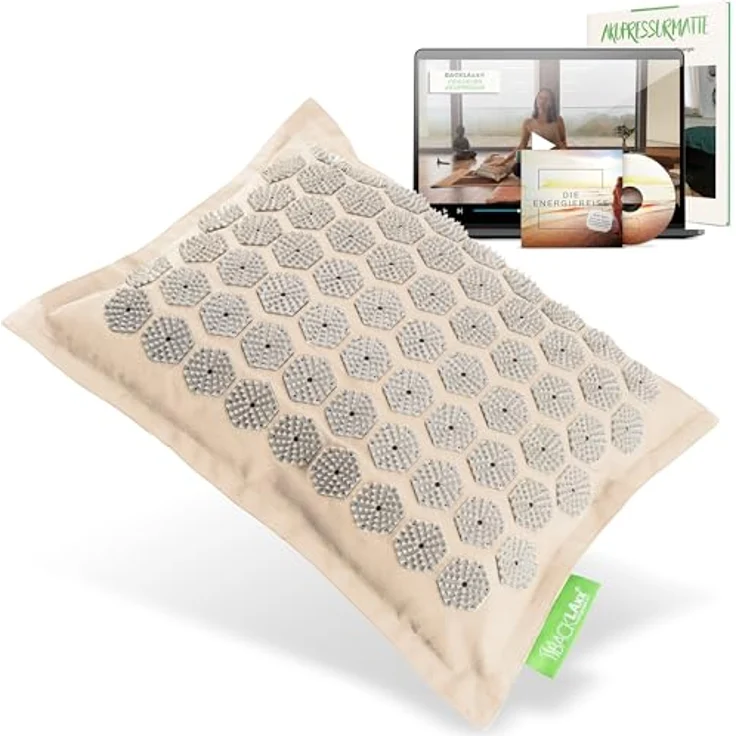 BACKLAxx® Akupressurmatte mit Kokosfaserfüllung und Akupressur Kissen aus Naturlatex, umweltfreundliches Halbleinen, 6.960 und 3.312 Stacheln, nachhaltig – Bild 1
