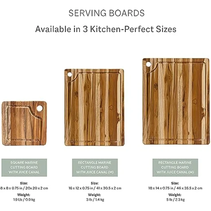 Cutting Board No. 517 von ProTeak | Tranchierbrett | Küchenbrett | Schneidbrett | Schneidebrett | Teakholzbrett | Teakbrett | Teak | 40,5x30,5x1,9cm – Bild 7