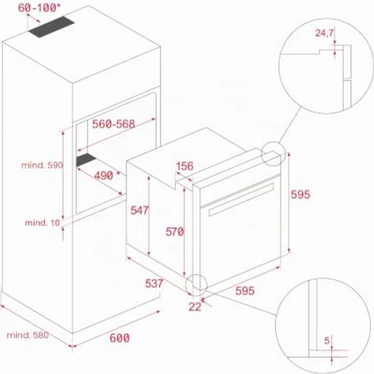 Teka NEO HSB 6466, Elektrischer Einbaubackofen mit 70 l, 50 - 275 °C, Edelstahl, HydroClean PRO System, AirFry-Funktion, A+ Energieeffizienz – Bild 2