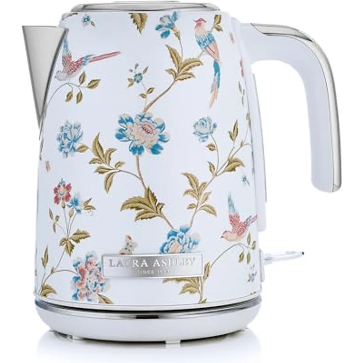 VQ Laura Ashley Elveden Weiß, Kabelloser Edelstahl-Wasserkocher 1,7 Liter mit 2,2 kW Schnellkochtechnologie und Überhitzungsschutz – Bild 1