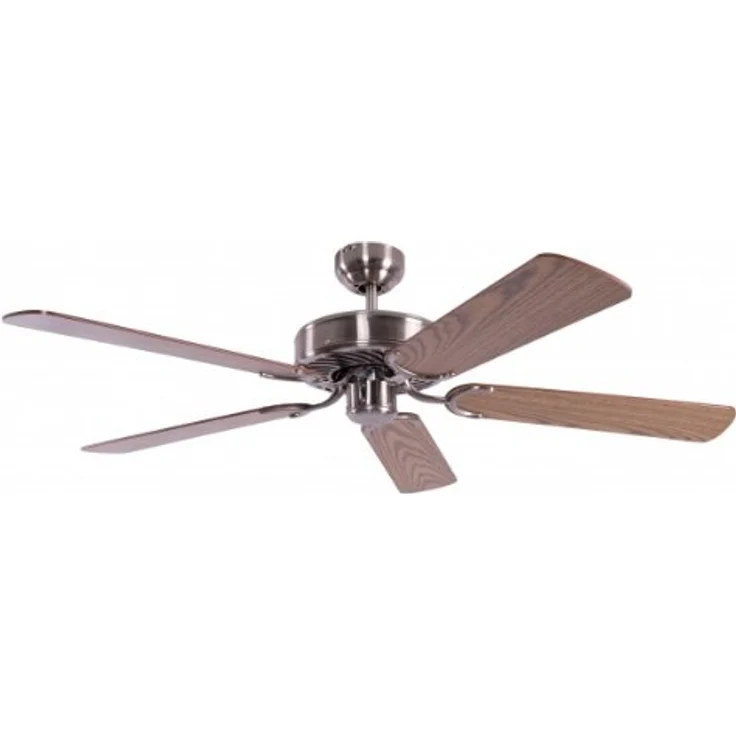 Deckenventilator ohne Beleuchtung Potkuri, Gehäuse gealtertes Silber, Wendeflügel Mahagoni oder Mahagoni mit Rattaneinlage , 132 cm, für Räume bis zu 25m² – Bild 3