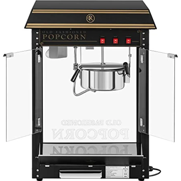 Royal Catering RCPS-BG1 Retro Popcornmaschine Popcornmaker Popcornautomat 1600 W 5 kg/h golden & schwarz – Bild 5