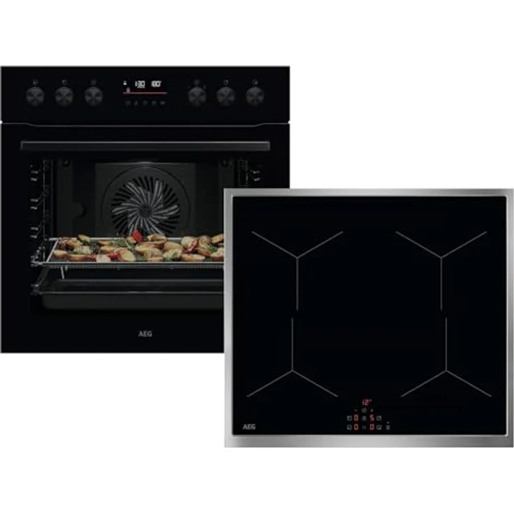 AEG AH53B Set Pyrolyse Herd OU5PE40AK + Induktionskochfeld OIX64A00XB, 10 Backofenfunktionen, pyrolytische Selbstreinigung, AirFry-Funktion, 60 cm Breite, Hob²Hood-Funktion – Bild 1