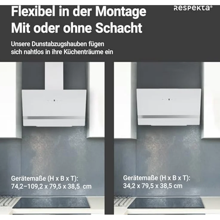 Respekta CH24080WM Kopffreihaube, Wandmontage, weiß – Bild 8