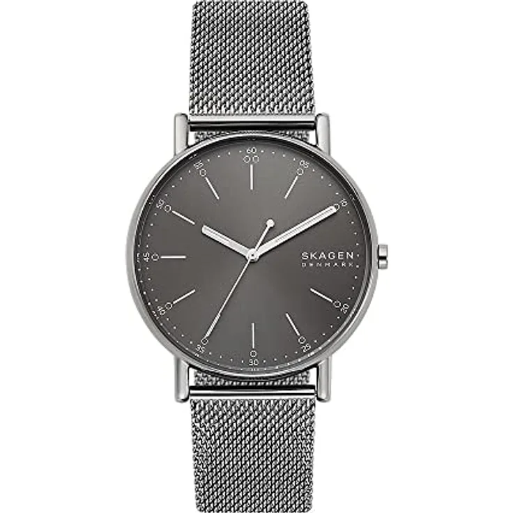 Skagen Herrenuhr Signatur, Dreizeiger Uhrwerk, 40mm Charcoal Edelstahlgehäuse mit Edelstahl Mesh Armband, SKW6577