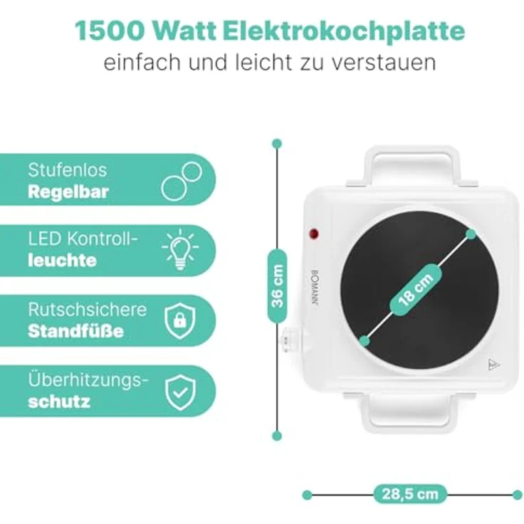 Bomann EKP5027CB, Kochplatte, Autark ja, Betriebsart elektrisch  – Bild 2
