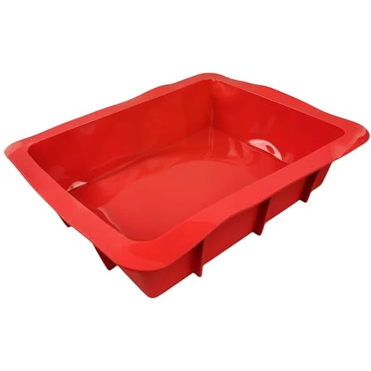 GMMH Auflaufform XXL Silikonbackform Lasagneform Kastenform Backform Kuchenform Brotbackform Königskuchenform (rot) – Bild 2