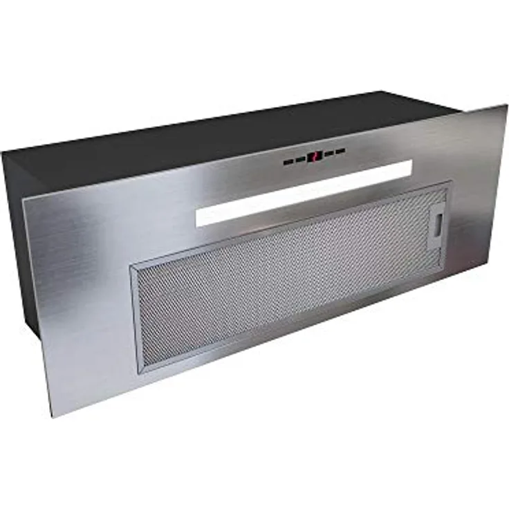 GLOBALO Dunstabzugshaube, Einbauhaube für Küche, Flachlüfter, Fettfilter, Unterbauhaube mit Beleuchtung, Einbaubreite 80 cm, 4 Leistungsstufen, Edelstahl, Agendero 80.2 Inox